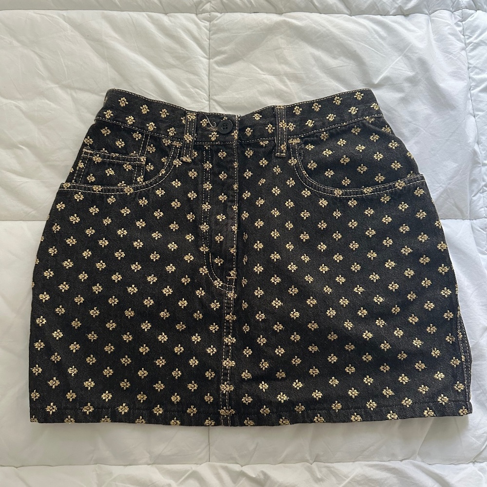 Moschino Gold Denim Mini Skirt